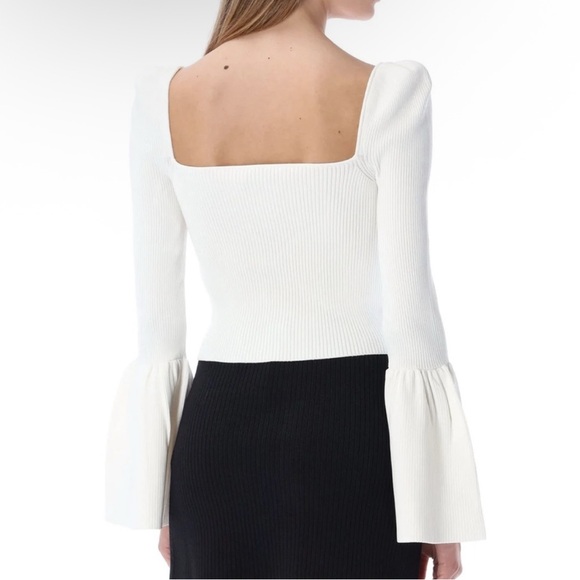 Self Portrait White Ribbed Knit Cardigan - Picture 2 of 6